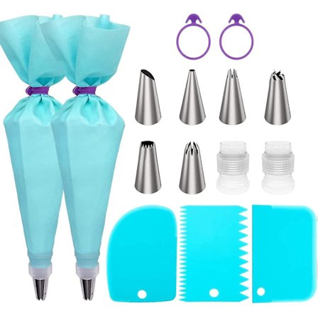 Sprøytepose og tipssett, kakedekoreringsett for baking med gjenbrukbare sprøyteposer og tips