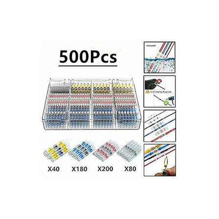 500 st Elektriska klackar Löd Krympslang, Maidodo Värmekrymp Lod Butt Tätning Isolerade elektriska kontakter Vattentät Marine Marine Automot