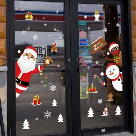 2 st God Jul Fönsterdekaler, tecknad film Jultomten Chsirtmas