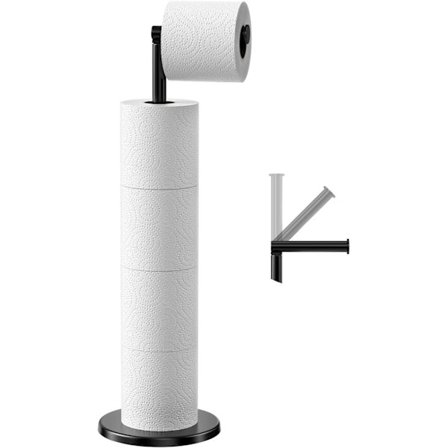Fritstående Toiletpapirholder, Rustfrit Stål Toiletpapir Dispenser, Toilet Rulleholder Stativ med Tung Base, Anti-Rust Toilet Rulleholder