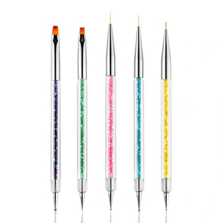 QD-Neglekunstpensler Dobbeltsidig Pensel og Prikkeverktøy Kit Negl