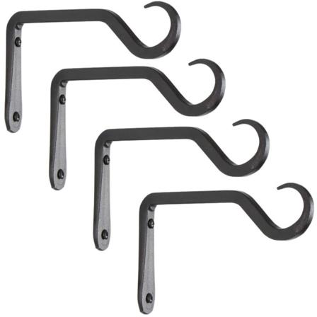 5,67 tuuman yksiseinäinen silitysraudan taivutusmuovausvaatekoukku, kukkakorikoukku, S-tyypin itsekierteittävä ruuvikiinnitys (4 set mustia),