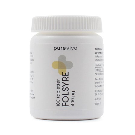 Pureviva Folsyre 400 μg 180 tabl., Helse & Madvarer, Vitaminer, Folsyre