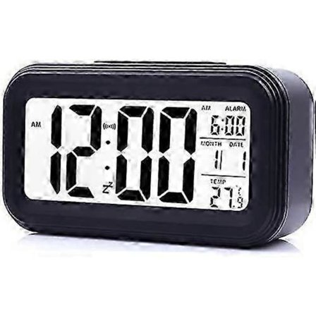 Moderne digitalt vækkeur med LCD-baggrundsbelyst display og kalender