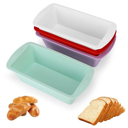 Sett med 4 silikonkakeformer - Mini rektangulære non-stick former 20 x 9,5 x 5,5 cm - For brød, kake, smørbrødbrød