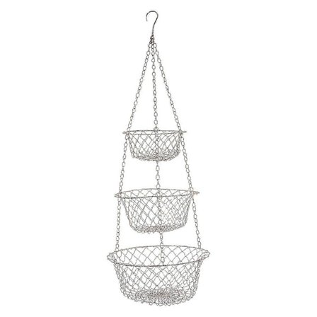 3-lags frugtkurv, grøntsagskøkken opbevaringskurv kæde hængende pladsbesparende frugter, planter Sto (haoyi)