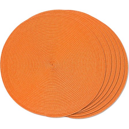 Bordsunderlägg, Rund Flätad Set om 6 - Vävda Tvättbara Halkfria Bordsmattor för Matbord, 38 cm Orange Heminredning