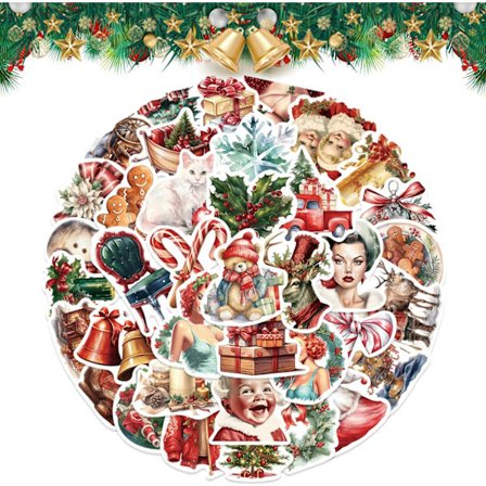 50 kpl Vintage Joulu Tarroja Retro Porot Joulupukki Lumiukko Joulu Tarra Arkit Pieniä Joulu Tarroja Askarteluun Lapsille Tytöille Teineille