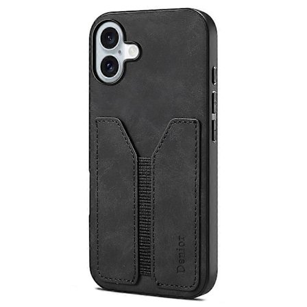 DENIOR Fodral för iPhone 16 Plus med Elastiskt Kortfack, PU-Läder+TPU+PC -