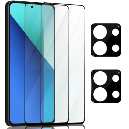 2-Pack Xiaomi Redmi Note 13 Skärmskydd & 2-Pack linsskydd - Härdat Glas 9H - Super kvalitet 3D