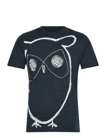 Knowledge Cotton Apparel Big Owl Print Tee - Gots/Vegan - Navy - L