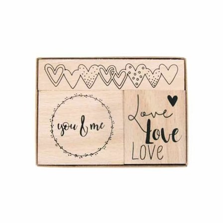 Kit med tre trästämplar 'Cher'