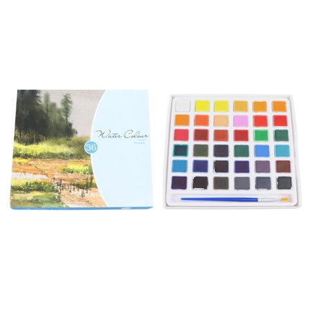 Solidt akvarel sæt 36 farver lys delikat tekstur maling pigment kit med pensel til kunstner studerende