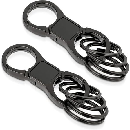 2 Sett Nøkkelringer for Bilnøkler, Avtakbar Nøkkelring Hurtigutløser med 4 Nøkkelringer Kraftig Organizer Holder Klips for Menn og Kvinner