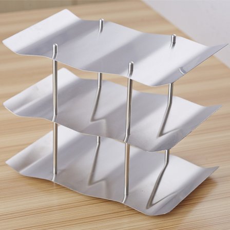 Vinstativ for 9 flasker i rustfritt stål, 3-etasjers moderne design, sølv