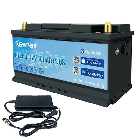 LiFePO4 Litiumbatteri, 12V 100Ah, Inbyggd Bluetooth, Lång livslängd för cykler,12V 100Ah Bluetooth