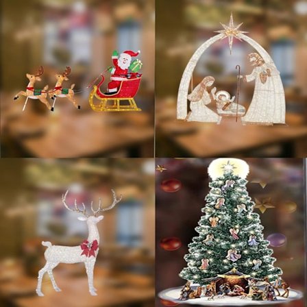 4 stk. julekrybbe-veggklistremerker for hjemmet, vinduer og stue