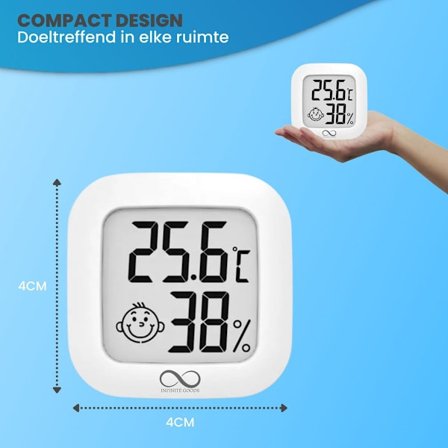 Hygrometer - Digital Väderstation - Fuktmätare - Inomhustermometer - Fuktighetsmätare - Inkl. Batteri och Hållare