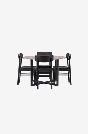Venture Home - Spisebordssæt Durango med stole Montros - Sort - Spisebordssæt 4 personer - Fra Homeroom
