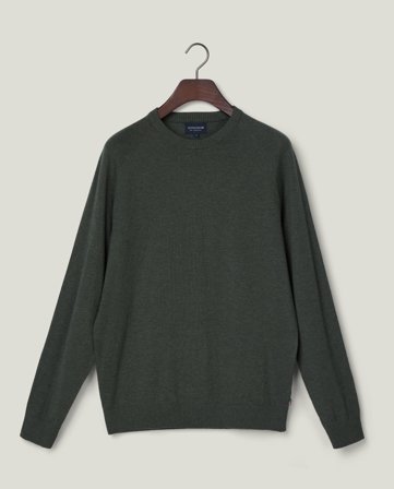 Lexington Fine Merino blend tröja med rundhals, mörkgrön