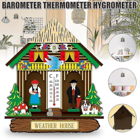 Vejr Hus Træ Chalet Barometer Termometer Og Hygrometer Hjem Dekoration Vægophæng