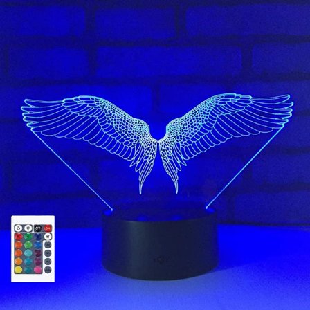 3D Enkeli Siivet Kaukosäätimellä 16 Väriä Yövalo Illuusio Akryyli LED Pöytä Yöpöydän Lamppu Lasten Makuuhuoneen Työpöydän Koriste Syntymäpäivälahja 
