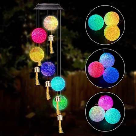 Solcells vindspel, vattentäta färgförändrande LED-solcellslampor presenter till mamma mormor kvinnor (vit)