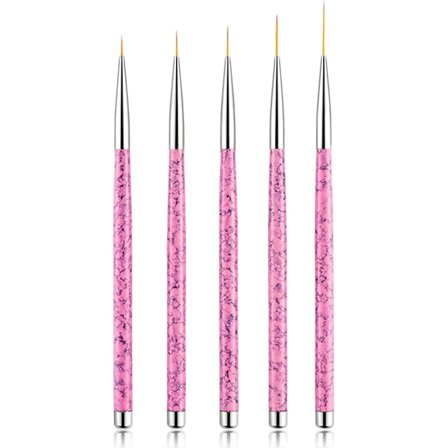 Neglebørste (rosa), 5 stk, 8/9/10/15/21 mm gel neglbørste for neglkunst gelmaling detalj.