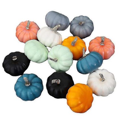 Græskar Efterårsdekorationer Sæt Med 14, Farverige Falske Græskar Efterårshøst Festival Borddekorationer