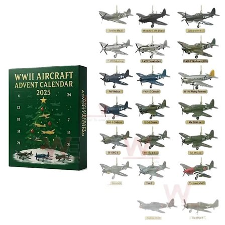Fly Advent Calendar 2025 – 24 Dages Kalender 2025 Indeholder 24 Fighter Vedhæng Der Kan Bruges Som Trædekorationer