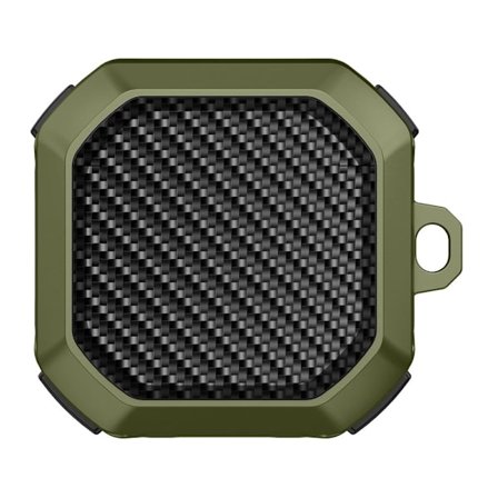 Fodral i kolfiberstil för Samsung Galaxy Buds2 / Buds Pro / Live - Militärgrön
