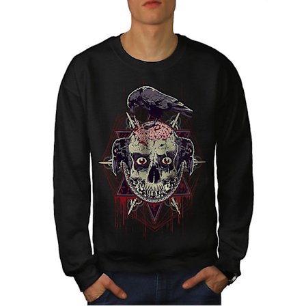 Raven Brain Horror Men Blacksweatshirt