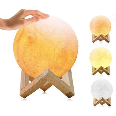 Månelamper 3d-print med dock, LED-månelys USB-genopladelig, berøringskontrol