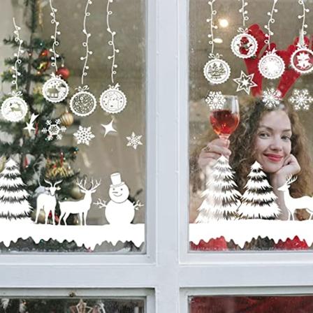 Jouluikkunatarrat, uudelleenkäytettävät jouluikkunakoristeet staattiset jouluikkunatarrat jouluikkunat white