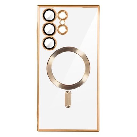 ÄLYPUHELIMEN KUORI - AVIZAR - Samsung S23 Ultra - Läpinäkyvä / Kultainen - Pehmeä - MagSafe-yhteensopiva