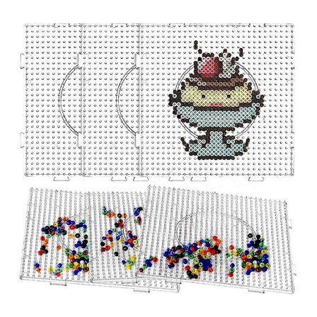 6 STK. Perleplader til strygeperler, Perleplader af plast, Firkantede klare perleplader til gave DIY håndværksperler og børn [D]