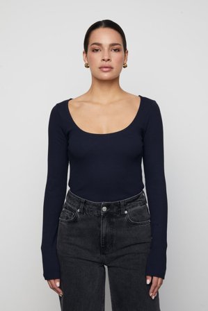 CAMILLA PIHL - Polly Rib Scoop Neck - Navy - XS