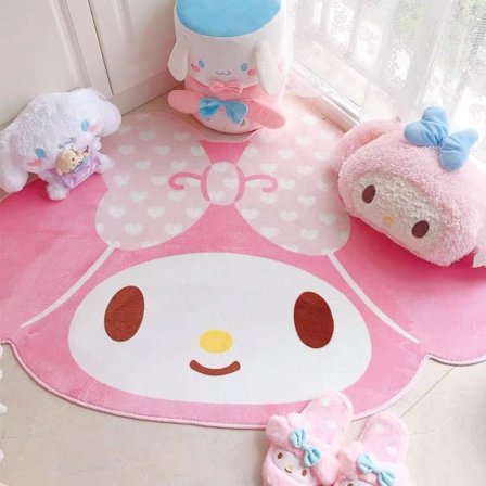 Kittie tæppe tegneserie dør måtter Anime tæppe Kawaii tæpper søde sædehynde kat pude piger dekor sædehynde børn område tæpper (Pink+White2)- Perfekt