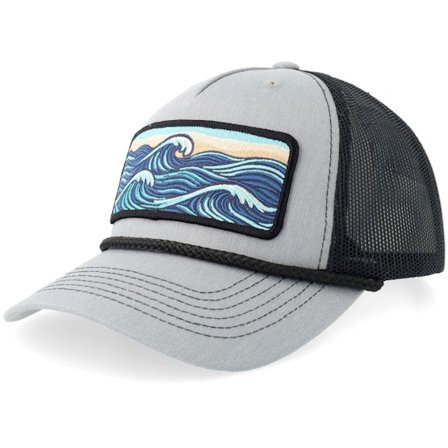 Wild Spirit - Grå trucker Caps - Wave Wide Rope Heather Grey/Black A-frame Trucker @ Hatstore
