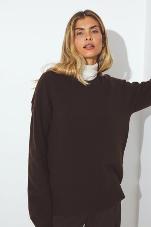 NA-KD Strickpullover aus Wollmischung mit Nahtdetail - Oversize Pullover - Braun - XL (EU 46)