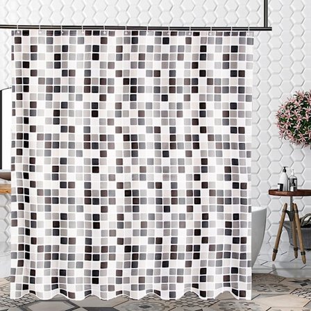 Bruseforhæng til badeværelse, skimmelbestandigt forhæng i polyesterstof