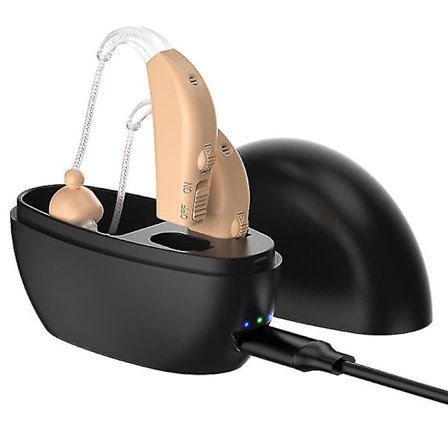 Öroncentrerade Easy Charge-hörapparater med laddningsbas