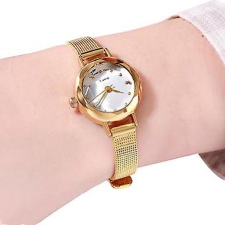 Damklocka Armband Minimalistisk Lättläst Urtavla Legering Armband Klockor För Flickvän Födelsedagspresent (Guld)