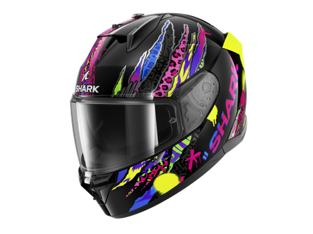 Casco Integral Shark D-Skwal 3 Leonado Negro/Violeta Amarillo L