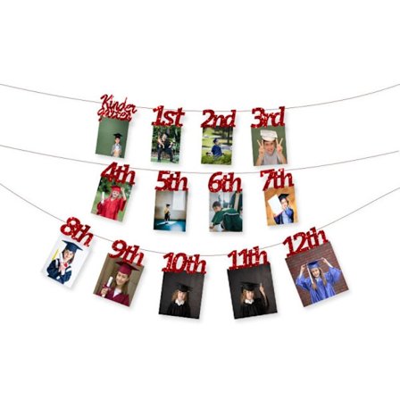 Dekorasjon med eksamenstema, vimpel RØD RØD