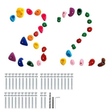 32 Klatregreb, Flerfarvede klatresten i flere størrelser til børn og voksne, Klatrevæg-greb med monteringsbeslag