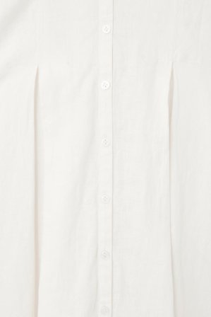 COS Women's Vestido Camisero Midi Evasé Plisado in Blanco