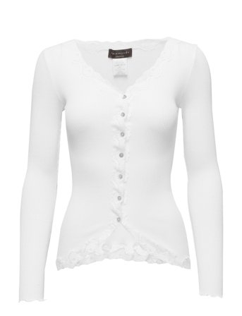 Rosemunde Rwbabette Silk Ls V-Neck Lace Cardi - White - S