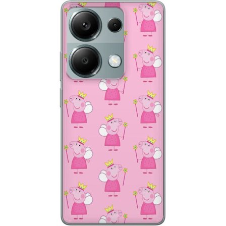 Yhteensopiva Puhelinkuori Xiaomi Redmi Note 13 Pro 4G Greta Gris ja Peppa Pig dinosauruksella ja eläimillä, leikkisä piirretty lasten kohtaus sinisell