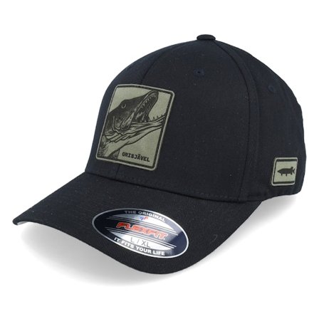 Skillfish - Sort flexfit Kasket - Grisjävel Laser Black Flexfit @ Hatstore